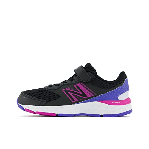 New Balance Kid's 680 V6 Hook and Loop Running Shoe, Black/Magenta Pop/Aura, 3 Infant