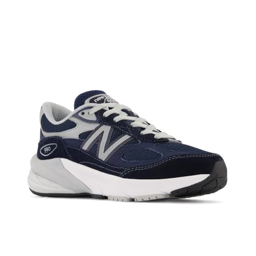 New Balance Kid's 990 V6 Sneaker, Navy/Silver, 3 Medium US