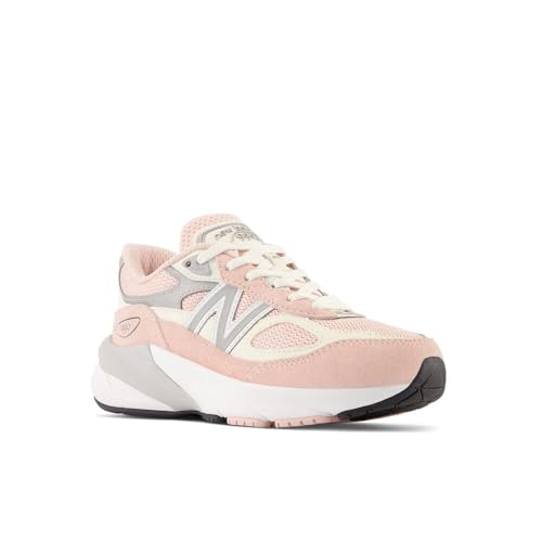New Balance Kid's 990 V6 Lace-Up Sneaker, Pink Haze/White, 6.5 M Big Kid