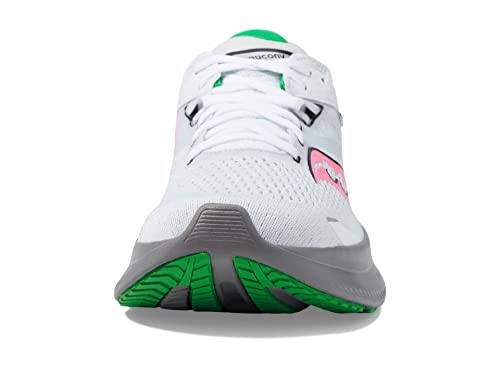 Saucony Women's Ride 16 Sneaker, White/Gravel, 10