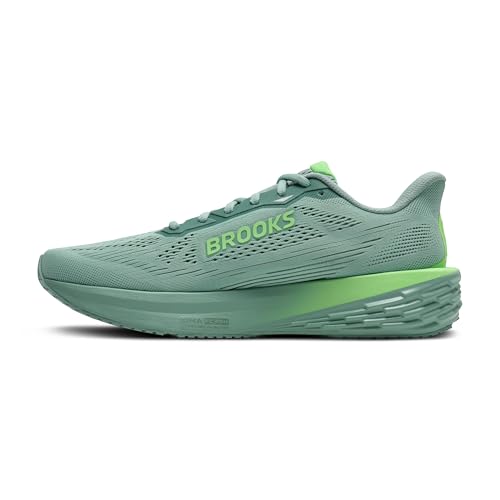 Brooks Men’s Launch 12 Neutral Running Shoe - Gray Mist/Green - 10.5 Medium