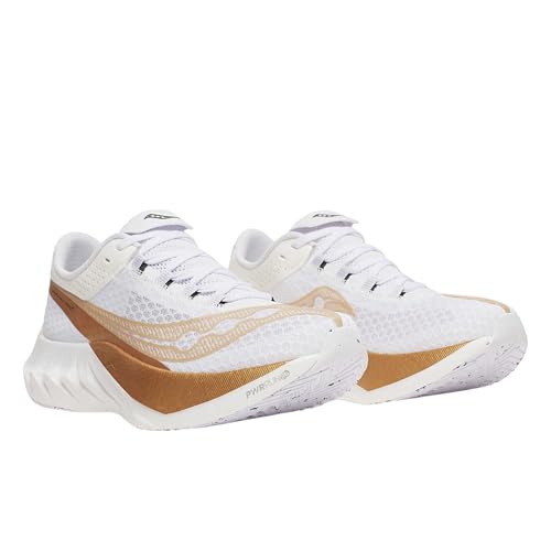 Saucony Men's Endorphin Pro 4 Sneaker, White/Gold, 13