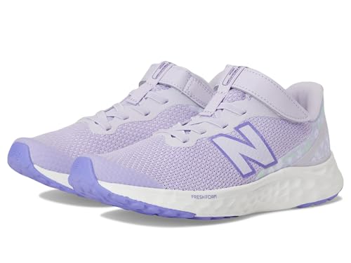 New Balance Kid's Fresh Foam Arishi V4 Bungee Lace with Top Strap Running Shoe, Bright Lavender/Violet Crush, 11.5 M Little Kid