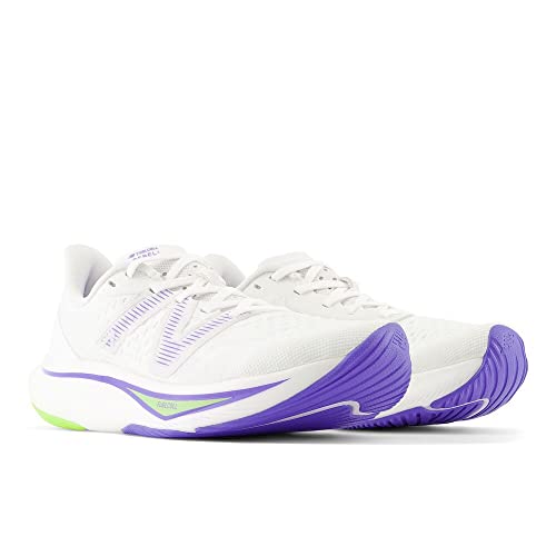 New Balance Women's FuelCell Rebel V3 Running Shoe, White/Thirty Watt/Electric Indigo, 12 W
