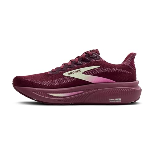 Brooks Women’s Ghost 17 Neutral Running Shoe - Burgundy/Pink/Green - 8 Medium