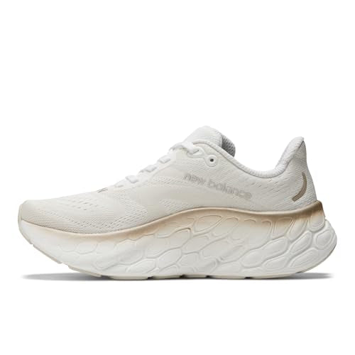 New Balance Women's Fresh Foam X More V4 Running Shoe, White/Gold Metallic/Moonbeam, 10.5 M