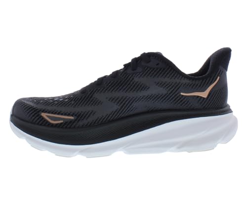 HOKA ONE ONE Clifton 9 Womens Shoes Size 7.5, Color: Black/Rose Gold