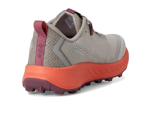 Saucony Women's Peregrine 15 Sneaker, Oat/Salmon, 8