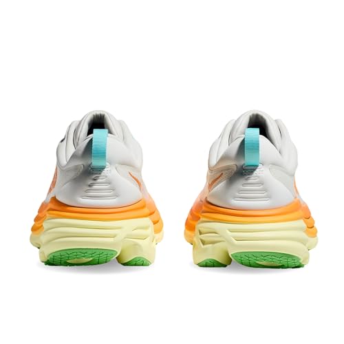HOKA ONE ONE Mens Bondi 8 Textile Blanc De Blanc Solar Flare Trainers 12 US
