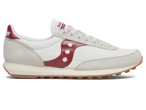 Saucony Unisex Trainer 80 Sneaker, White/Maroon, 3.5