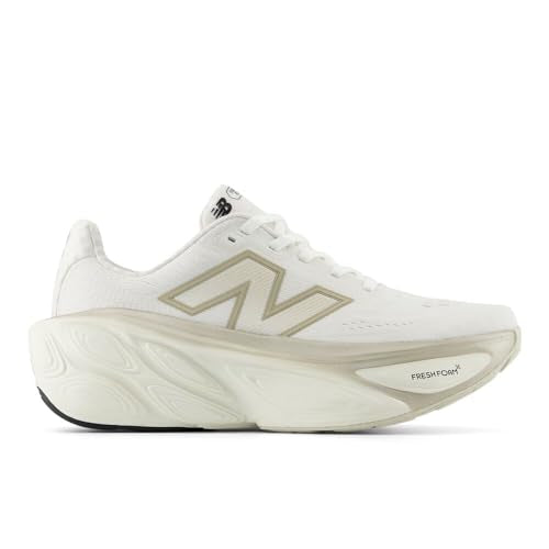 New Balance Women's Fresh Foam X More V5 Running Shoe, White/Sea Salt/Light Gold Metallic, 12 M