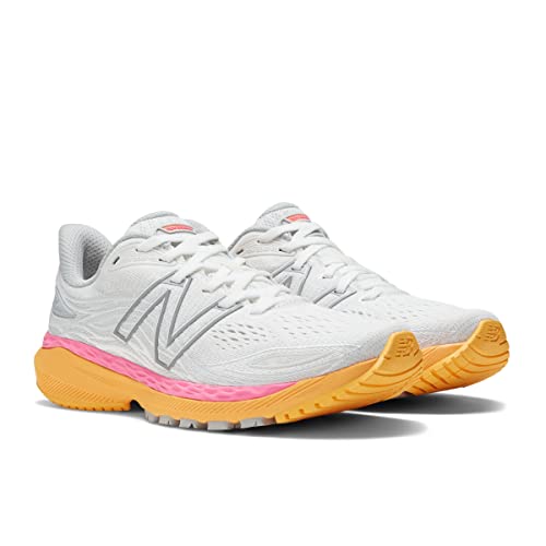 New Balance mens Fresh Foam X 860 V12 Running Shoe, White/Vibrant Orange/Vibrant Pink, 5.5 US