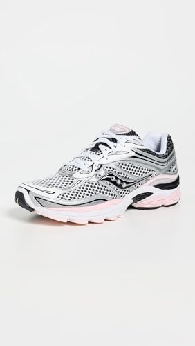 Saucony Women's ProGrid Omni 9 Sneakers, Silver/Pink, 8.5 Medium US