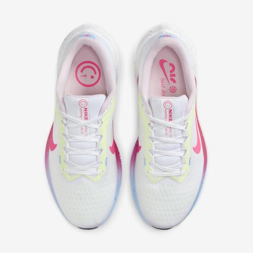 Nike Winflo 10 Women's Road Running Shoes (FZ3973-100, White/Barely Volt/Aquarius Blue/Hyper Pink) Size 7.5