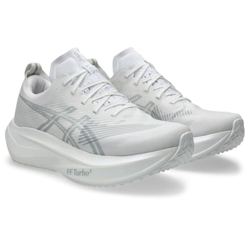ASICS Unisex MEGABLAST Running Shoes, 10.5M / 12W, White/Piedmont Grey