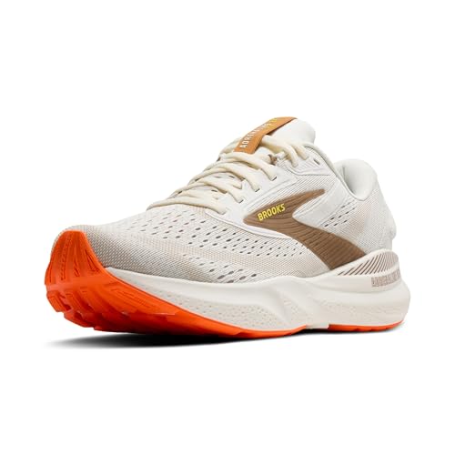 Brooks Men’s Adrenaline GTS 24 Supportive Running Shoe - Coconut/Portabella/Orange - 10 Medium