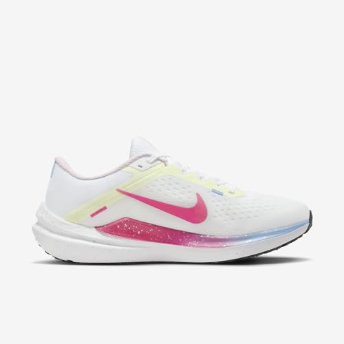Nike Winflo 10 Women's Road Running Shoes (FZ3973-100, White/Barely Volt/Aquarius Blue/Hyper Pink) Size 7.5