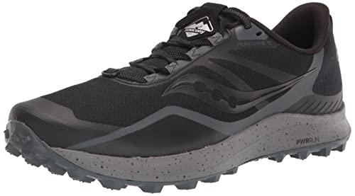 Saucony Men's Peregrine 12 Trail Running Shoe, Black/Charcoal