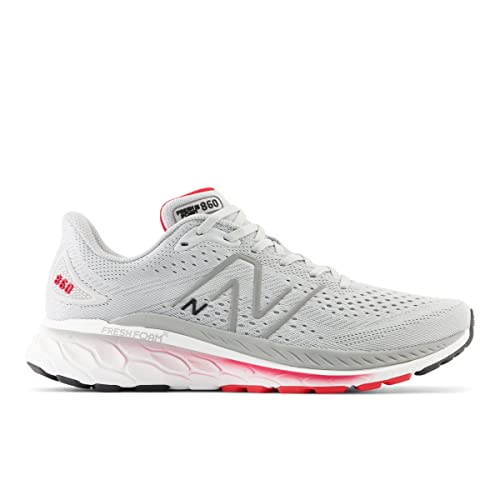 New Balance Men's Fresh Foam 860 V13 Running Shoe, Light Aluminum/True Red, 9.5 Medium