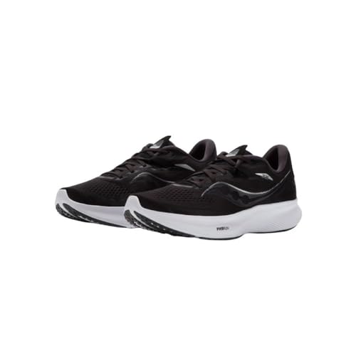 Saucony Men's Ride 15 Sneaker, Black/White, 12