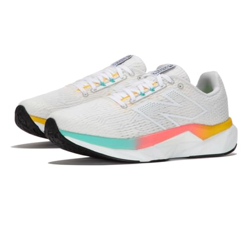 New Balance Women's FuelCell Propel V5 Running Shoe, White/Cyber Jade/Ginger Lemon, 8.5