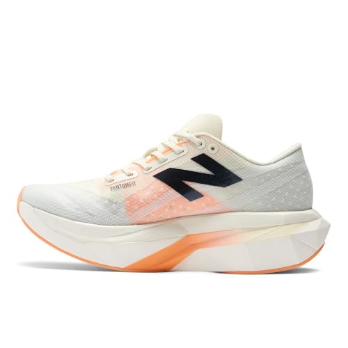 New Balance Women's FuelCell SuperComp Elite V4 Running Shoe, White/Angora/Hot Mango, 9 M