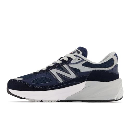 New Balance Kid's 990 V6 Sneaker, Navy/Silver, 3 Medium US