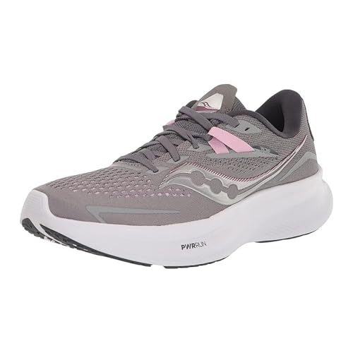 Saucony Women's Ride 15 Sneaker, Alloy/Quartz, 8 Wide