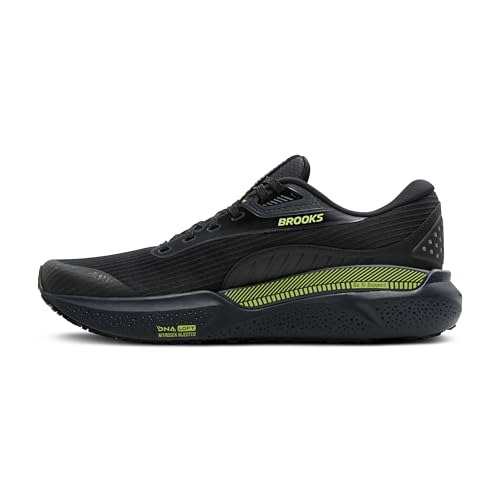 Brooks Men’s Adrenaline GTS 24 Weatherized Supportive Running Shoe - Black/Ebony/New Yellow - 10.5 Medium