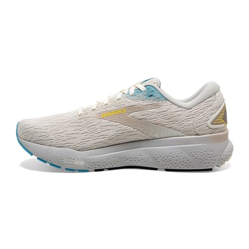 Brooks Men’s Ghost 16 Neutral Running Shoe - Coconut/Blue/Yellow - 10 Medium