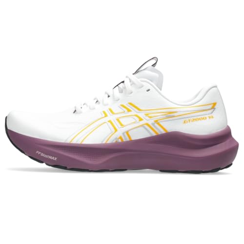 ASICS Women's GT-2000 14 Running Shoes, 6, White/YAMABUKI