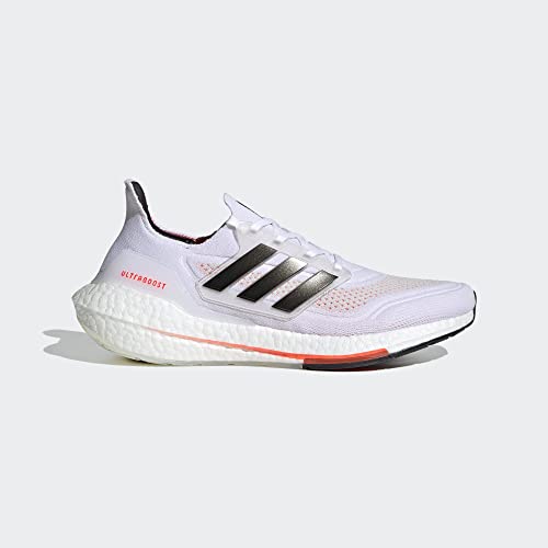 Adidas Men's Ultraboost 21, White/Black/Solar Red, 8.5