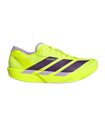 Men's adidas Adizero Takumi Sen 11 racing shoe in white, yellow and purple