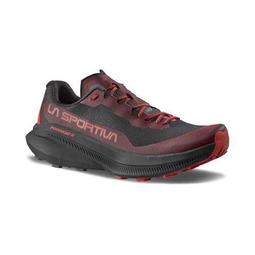La Sportiva Mens Prodigio 2 Running Shoe, Onyx/Mountain Red, 15
