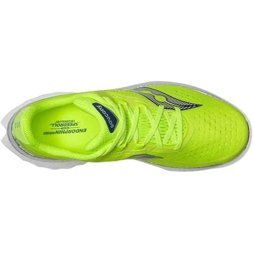 Saucony Men's Endorphin Pro 4 Sneaker, Citron/Navy, 10