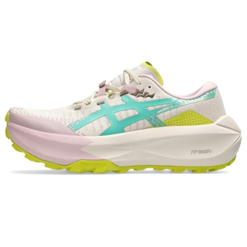 ASICS Women's Trabuco MAX 5 Trail Running Shoes, 7.5, Mineral Beige/Aurora Green