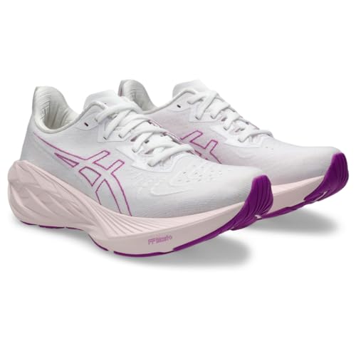 ASICS Women's NOVABLAST 4 Running Shoes, 12, White/Soothing SEA