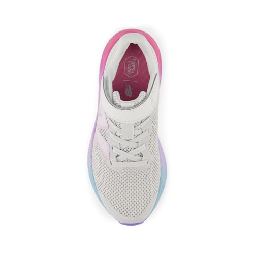 New Balance Kid's Fresh Foam Arishi V4 Bungee Lace with Top Strap Running Shoe, Grey Matter/Mid Century Pink/Lilac Glo, 1 M Little Kid