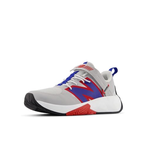 New Balance Kid's FuelCell Play V1 Hook and Loop Running Shoe, Raincloud/Team Royal/Team Red, 1 M Little Kid