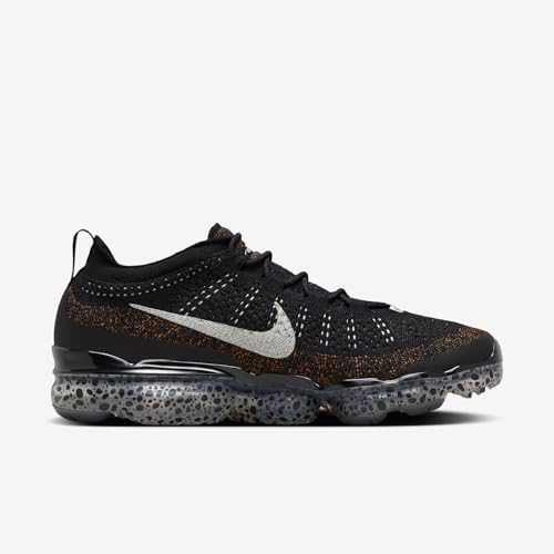 Nike Air Vapormax 2023 Flyknit Electric Men's Shoes (FZ2519-001, Black/Black/Total Orange/Light Silver) Size 10.5