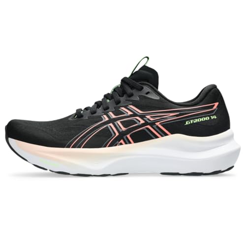 ASICS Women's GT-2000 14 Running Shoes, 8.5, Black/Sun Coral