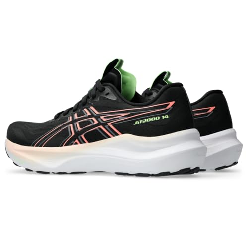 ASICS Women's GT-2000 14 Running Shoes, 8.5, Black/Sun Coral
