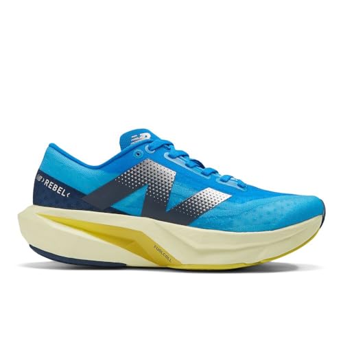 New Balance Women's FuelCell Rebel V4 Running Shoe, Spice Blue/Limelight/Blue Oasis, 5.5 M