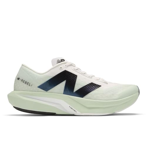 New Balance Men's FuelCell Rebel V4 Running Shoe, Clay Ash/White/Black, 4 M