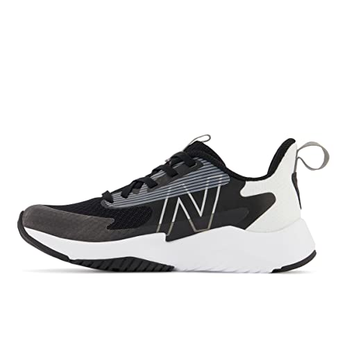 New Balance Unisex Child Rave V2 Lace-up Running Shoe, Black/White, 5 Big Kid US