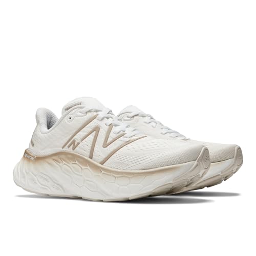 New Balance Women's Fresh Foam X More V4 Running Shoe, White/Gold Metallic/Moonbeam, 10.5 M
