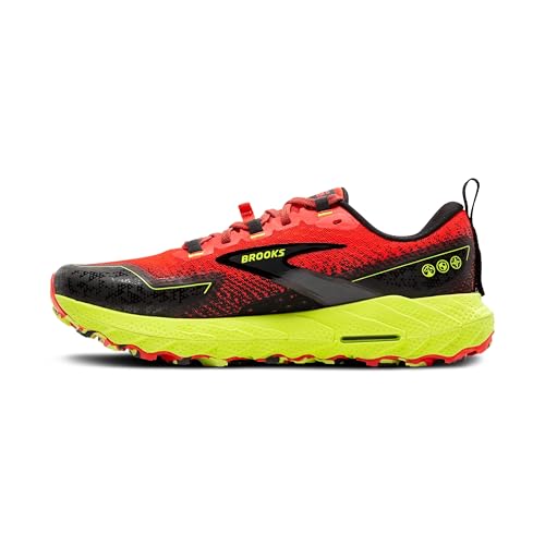 Brooks Men’s Cascadia 18 Mountain Trail Running Shoe - Cherry Tomato/Lime/Black - 10.5 Medium