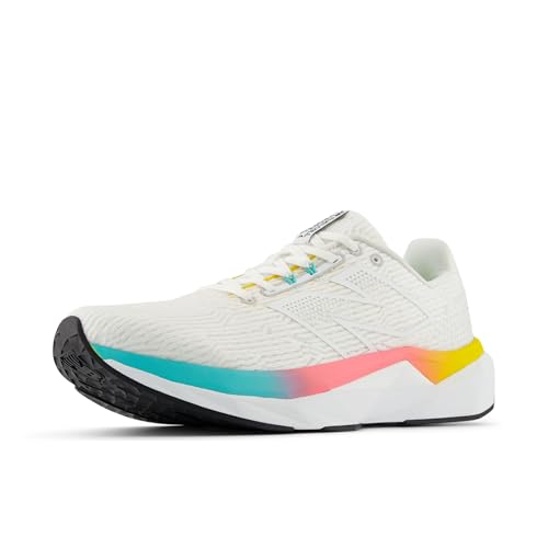 New Balance Men's FuelCell Propel V5 Running Shoe, White/Ginger Lemon/Cyber Jade, 8.5