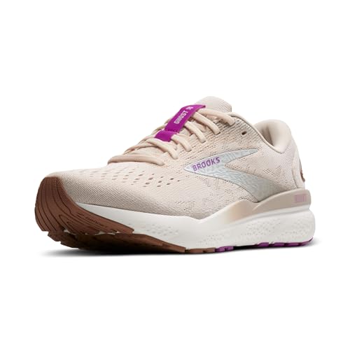 Brooks Women’s Ghost 16 Neutral Running Shoe - Almond Peach/Coconut/Purple - 11 Medium