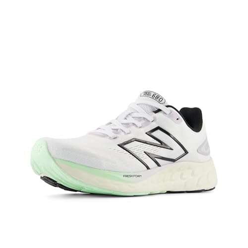 New Balance Women's Fresh Foam 680 V8 Running Shoe, White/Grey Matter/Taro, 8.5 M